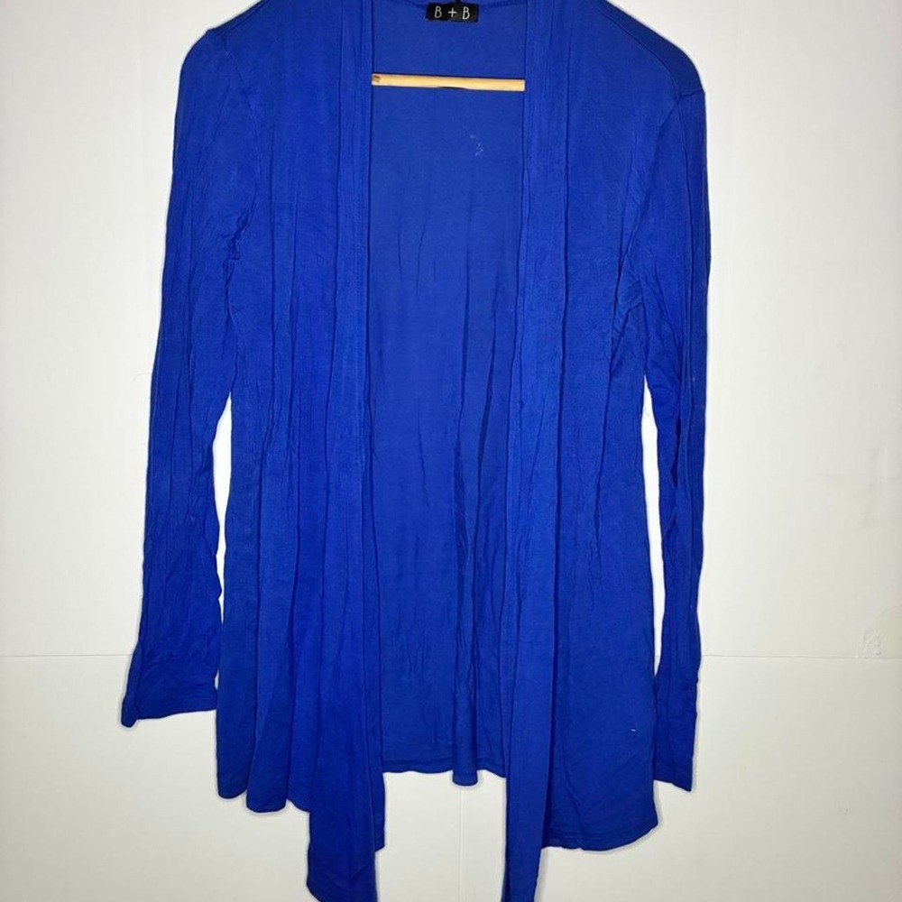 B+D Women's Blue Long Sleeve Asymmetrical Cardigan